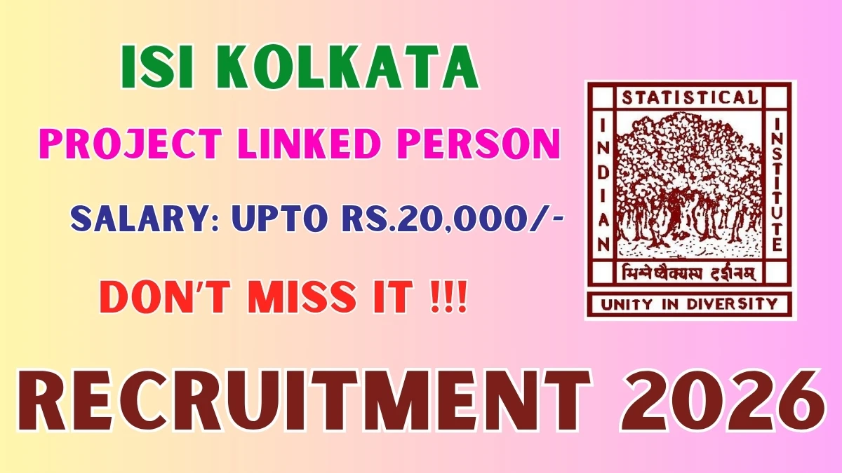 ISI Kolkata Project Linked Person Recruitment 2026