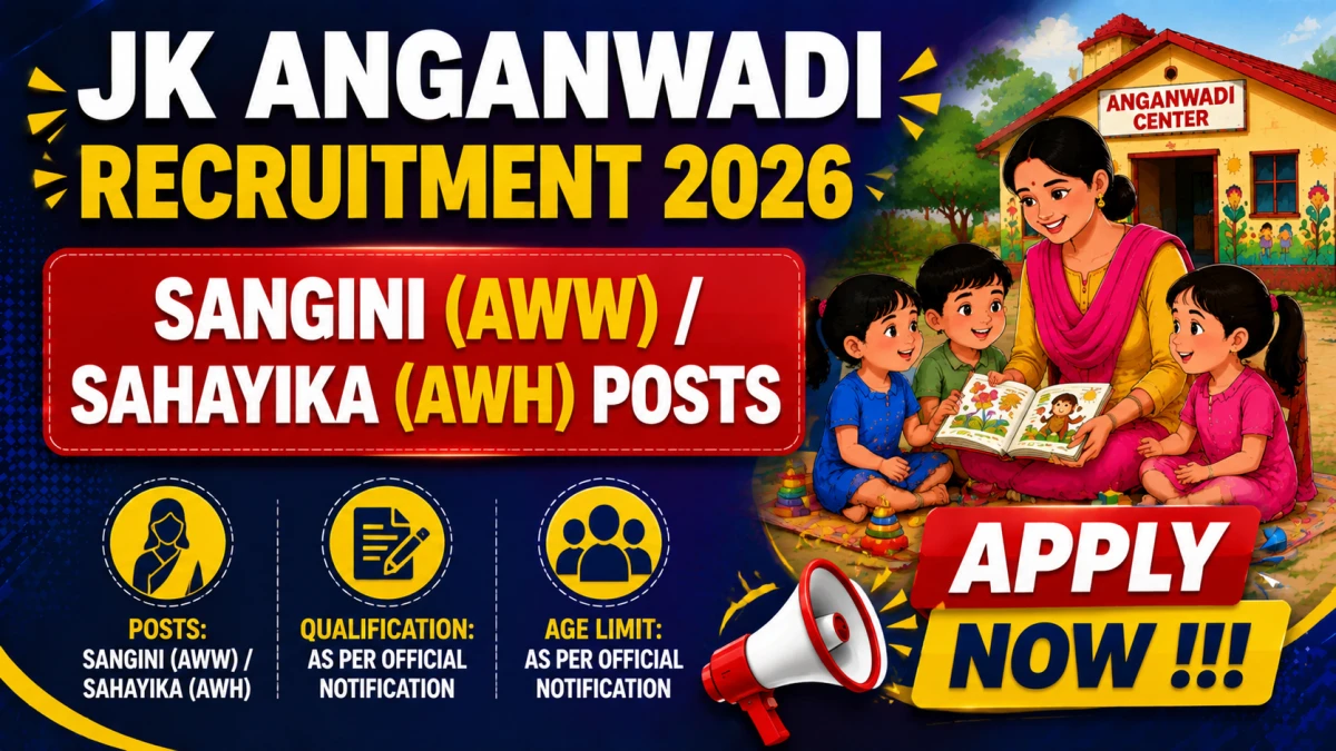 JK Anganwadi Recruitment 2026 – Apply Offline for 51 Sangini (AWW) / Sahayika (AWH) Posts