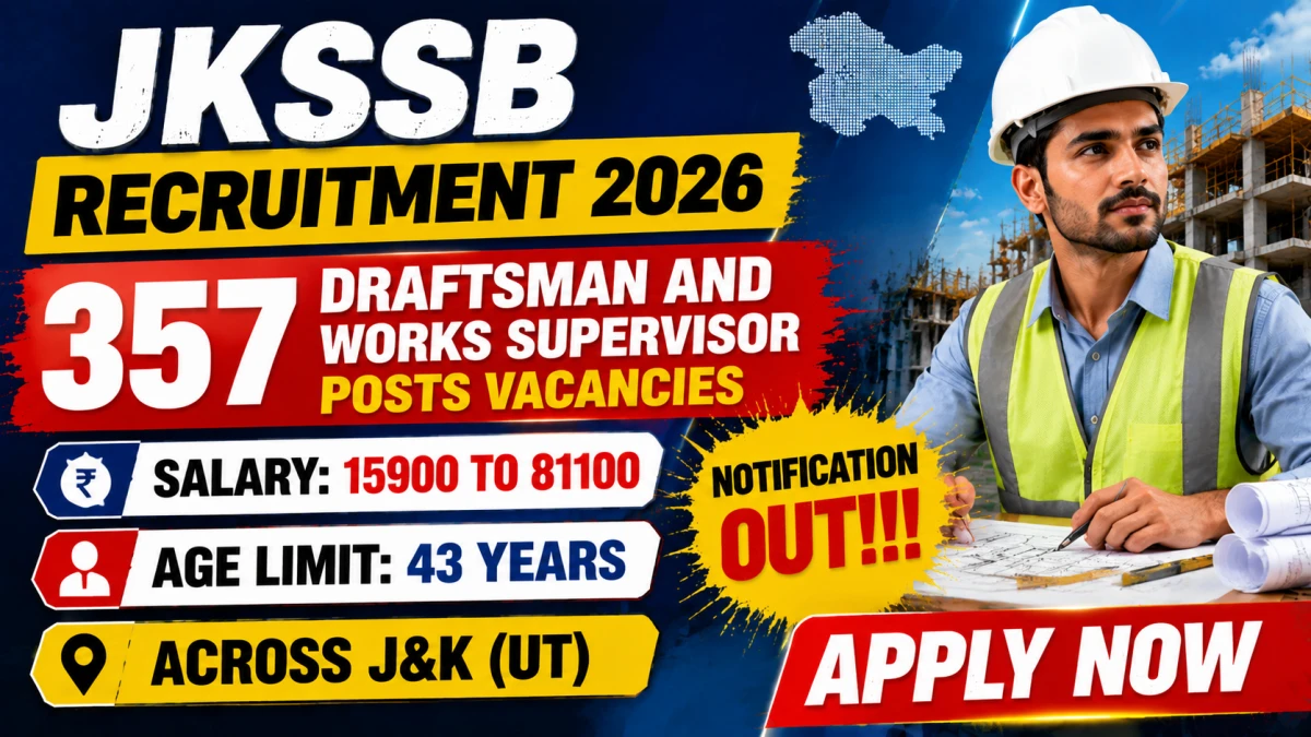 JKSSB Recruitment 2026: Apply Online for 357 Draftsman & Works Supervisor Posts (PWD)