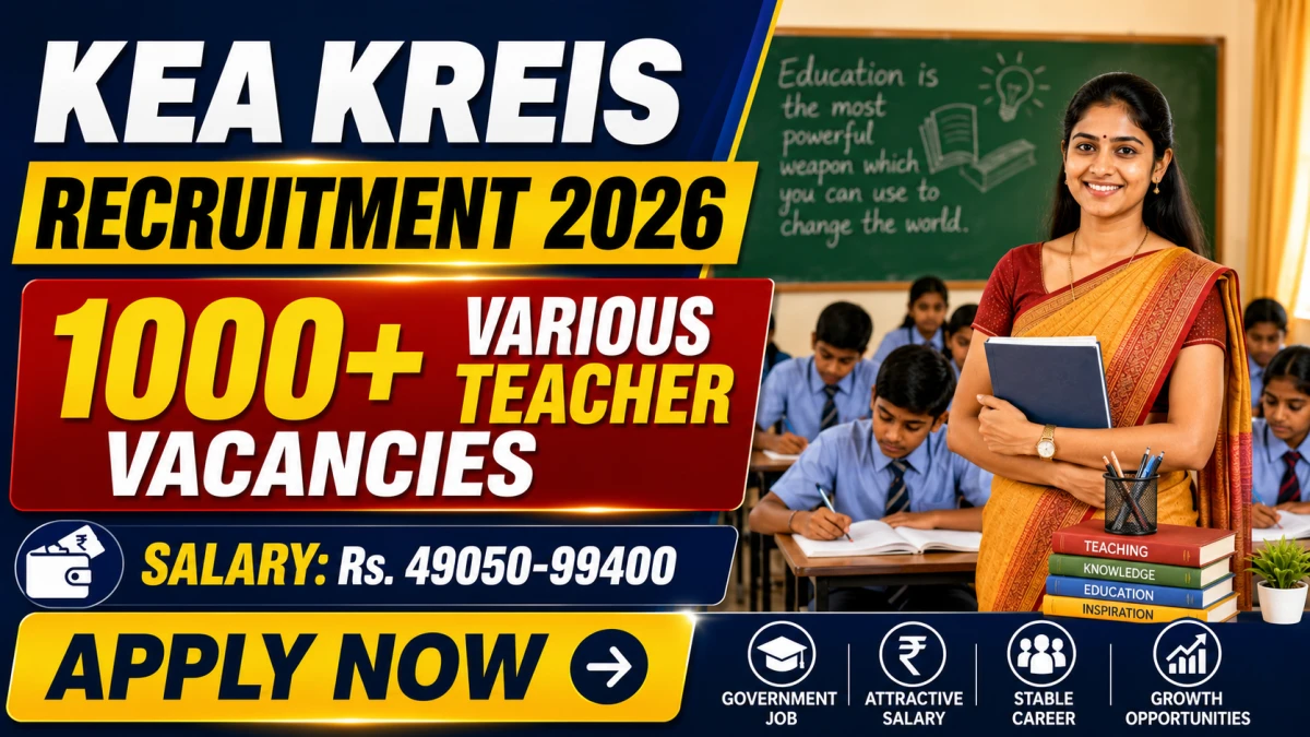 KREIS Teacher Recruitment 2026 – 1087 Vacancies for Kannada, English, Hindi, Maths, Science & More