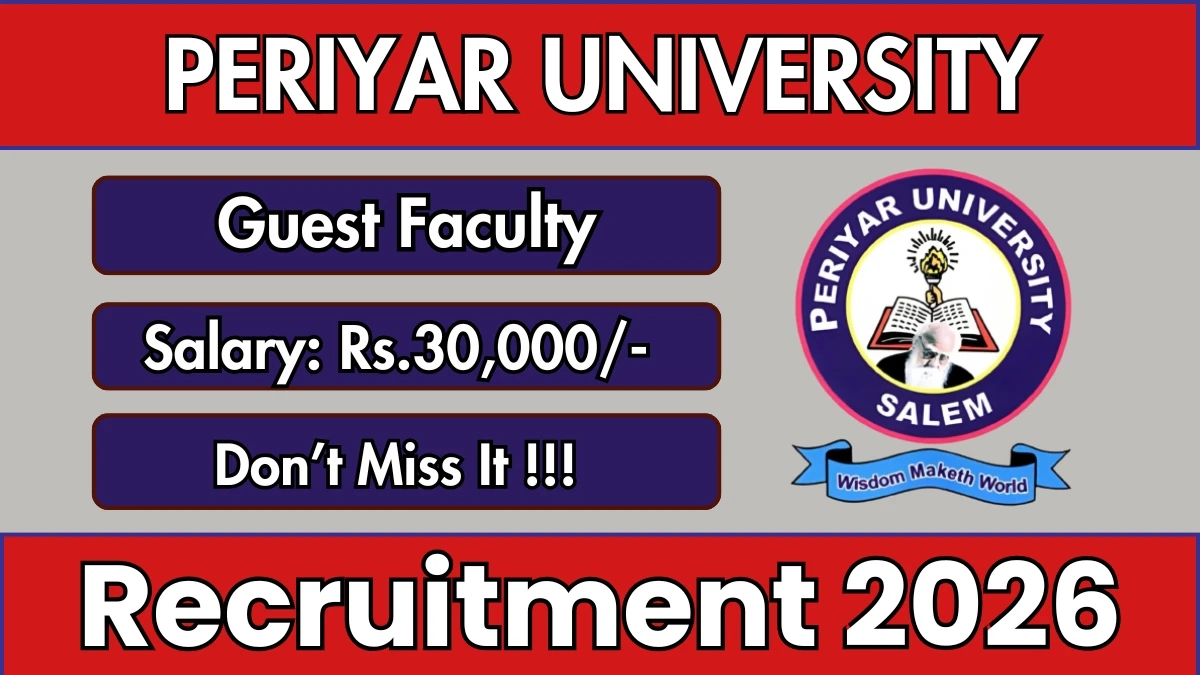 Periyar University Guest Faculty Recruitment 2026
