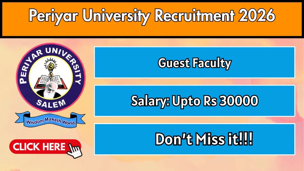 Periyar University Guest Faculty Recruitment 2026