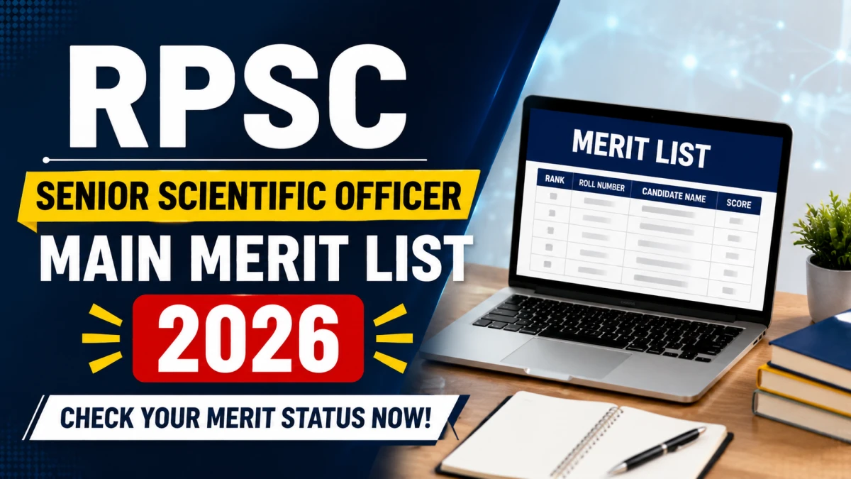 RPSC Senior Scientific Officer Main Merit List 2026