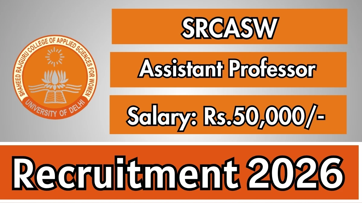 SRCASW Assistant Professor Recruitment 2026