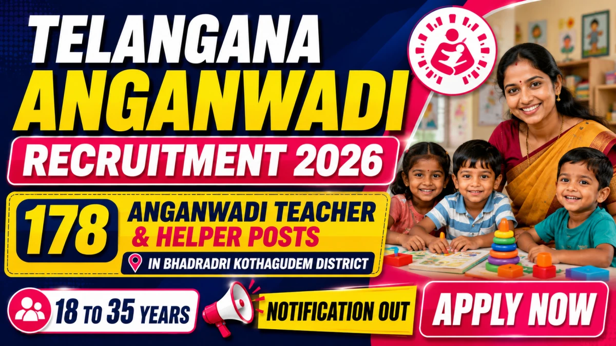 Telangana Anganwadi Recruitment 2026 – Apply Online for 178 Anganwadi Teacher & Helper Posts in Bhadradri Kothagudem District