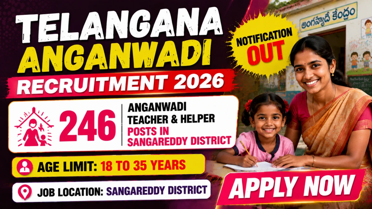 Telangana Anganwadi Recruitment 2026 – Apply Online for 246 Anganwadi Teacher & Helper Posts in Sangareddy District